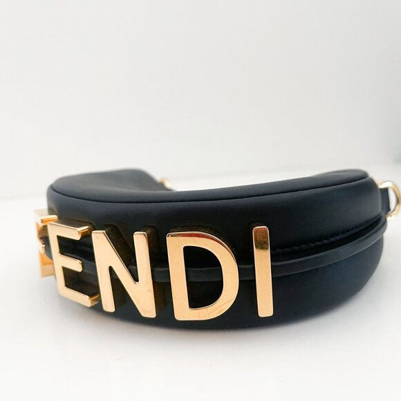 Fendi Nano Fendigraphy Mini Bag Charm Matte Black Gold - Picture 11 of 16